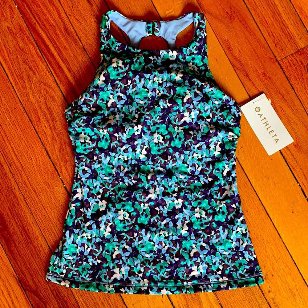 Athlete Maldives Tankini Top Elysian Floral Green Women’s size 34 B/C. NWT